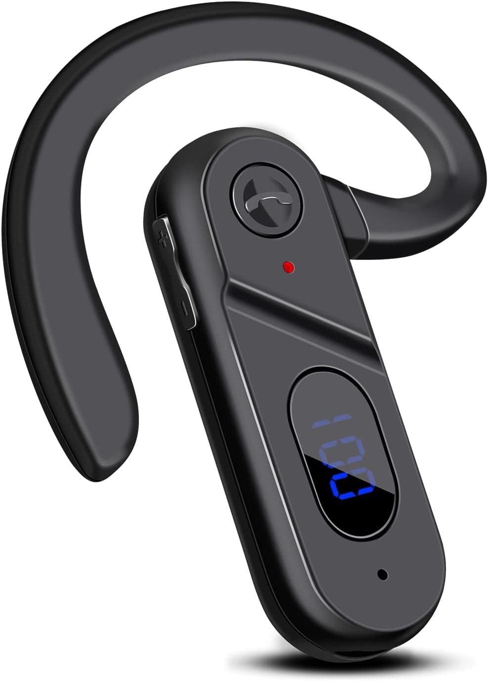 Bone Conduction Headset, Open-Ear Wireless Bluetooth Earpiece with LED Power Display Microphone, Single Right Ear Headphone Voice Control for Cell Phone Sweatproof Earphone for Driving/Sport Black