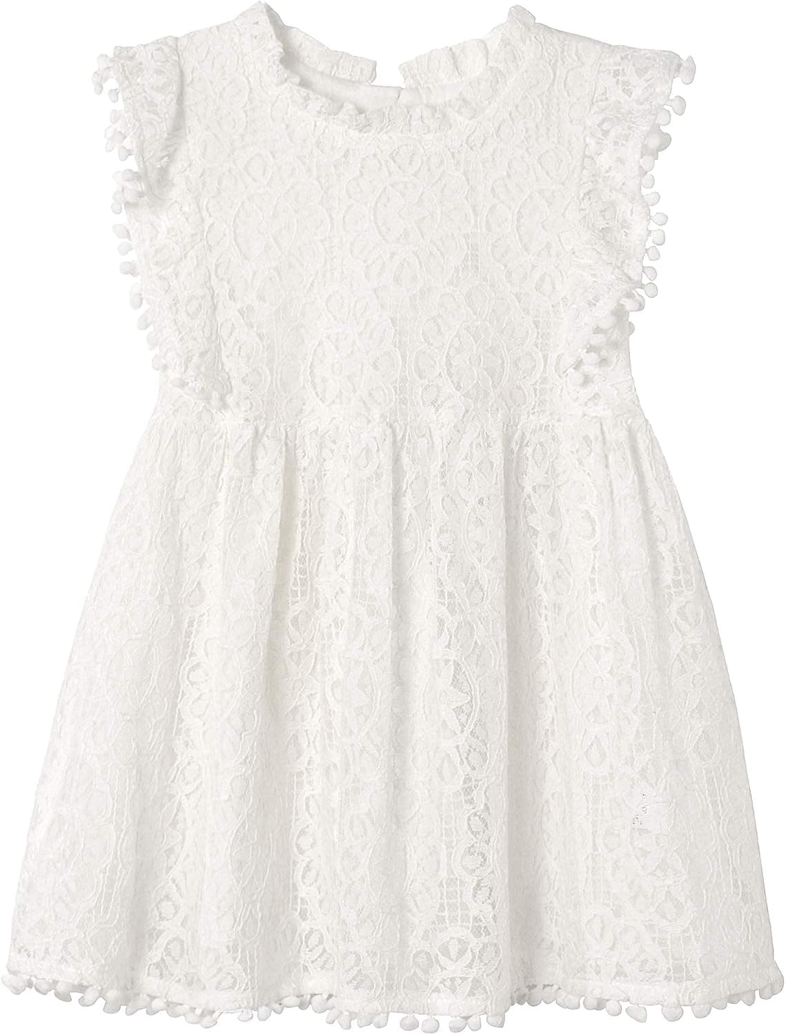 Toddler Girls Lace Wedding Dress Sleeveless Princess Birthday Tulle Party Prom Tutu Dress Summer Outfits for Little Girls