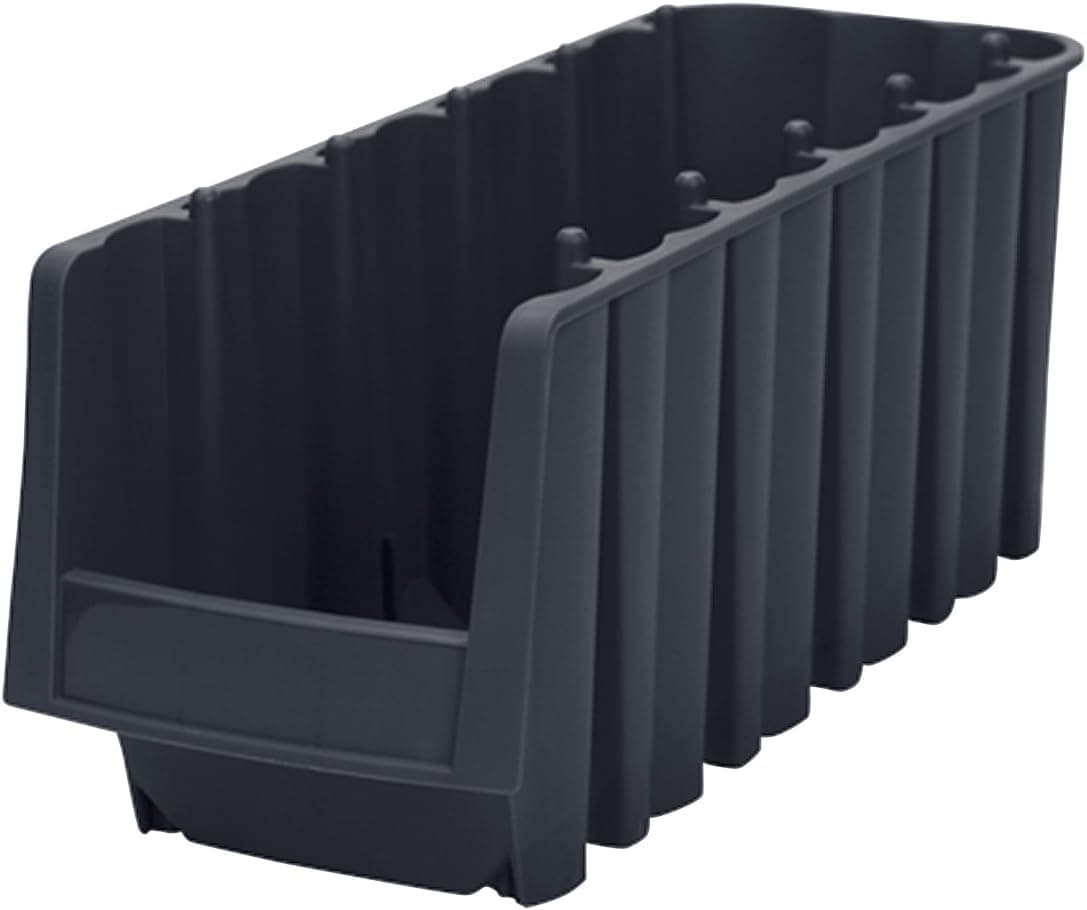 Akro-Mils 30718 Economy Stacking Shelf Plastic Storage Bins, (12-Inch x 8-3/8-Inch x 5-Inch), Black (8-Pack)