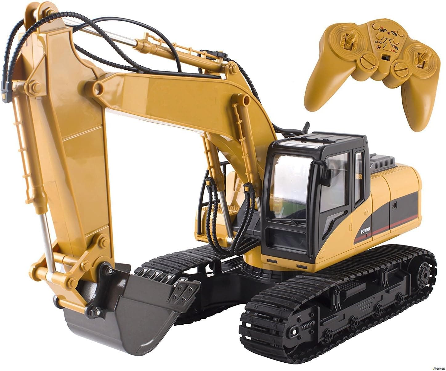 Memtes® 15 Channel Full Functional Remote Control Excavator Tractor Construction Toy, Metal Shovel, with Lights and Sounds