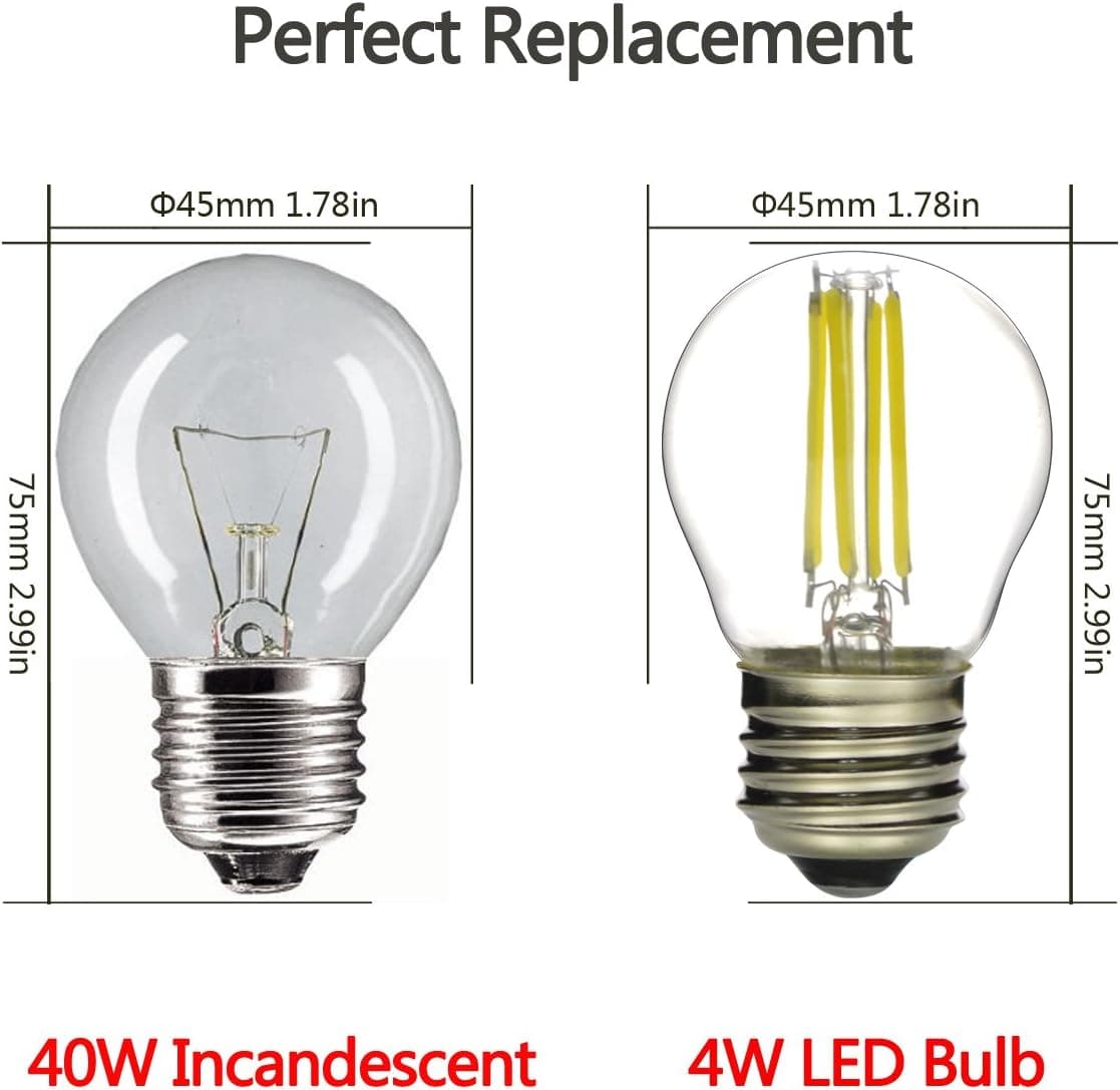 TGM LED 4W LED Filament Light Bulb G14 LED Edison Bulb Daylight White 6000K,40W Incandescent Bulb Replacement,120VAC,E26 Medium Base,Suitable for Led Home Lighting(3 Pack)
