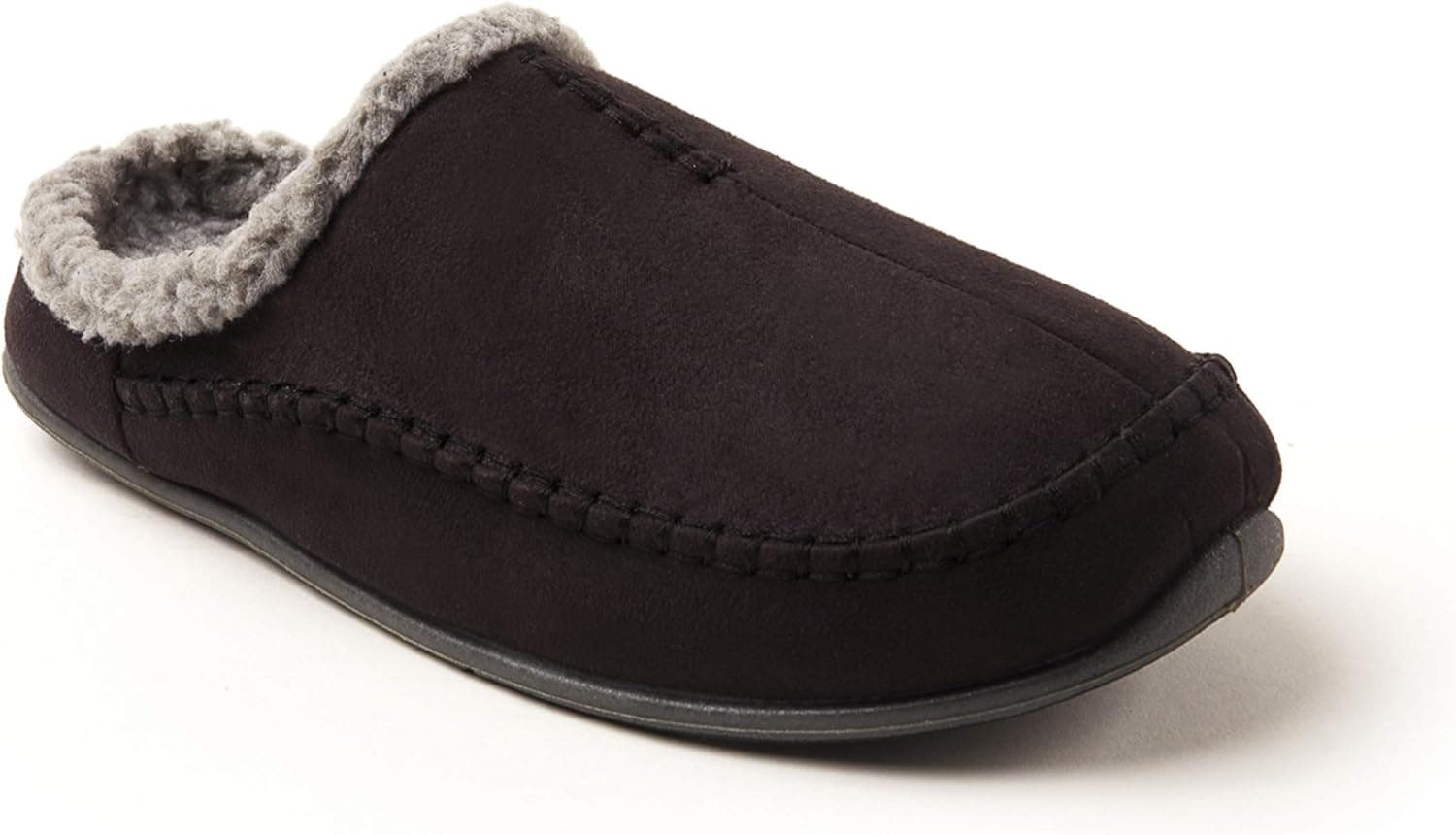 Slipperooz Deer Stags Men's Nordic Plus S.U.P.R.O Sock and Memory Foam Cushioned Black Microsuede Indoor Outdoor Clog Slipper 13 W US