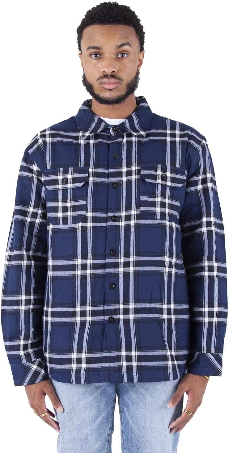 Fitscloth Men's Plaid Shirts Jacket – Flannel Long Sleeve Casual Button Up Fleece Soft Quilted Lined Regular and Big Size