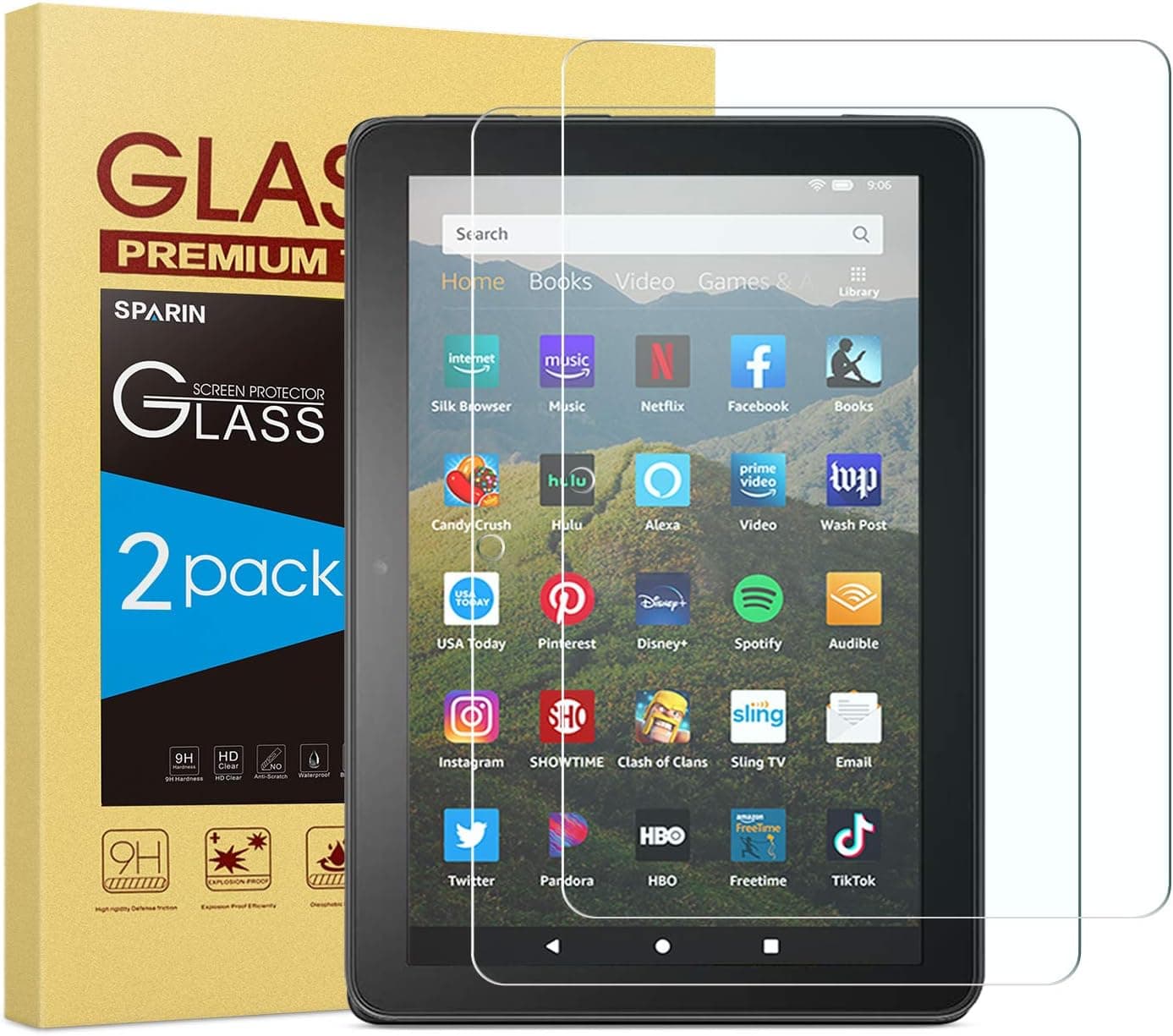 SPARIN [2 Pack] Screen Protector Compatible with All-New Fire HD 8/Fire HD 8 Plus/Fire HD 8 Kids/Fire HD 8 Kids Pro Tablet (12th&10th Generation, 2022&2020 Released),Tempered Glass/Easy Installation