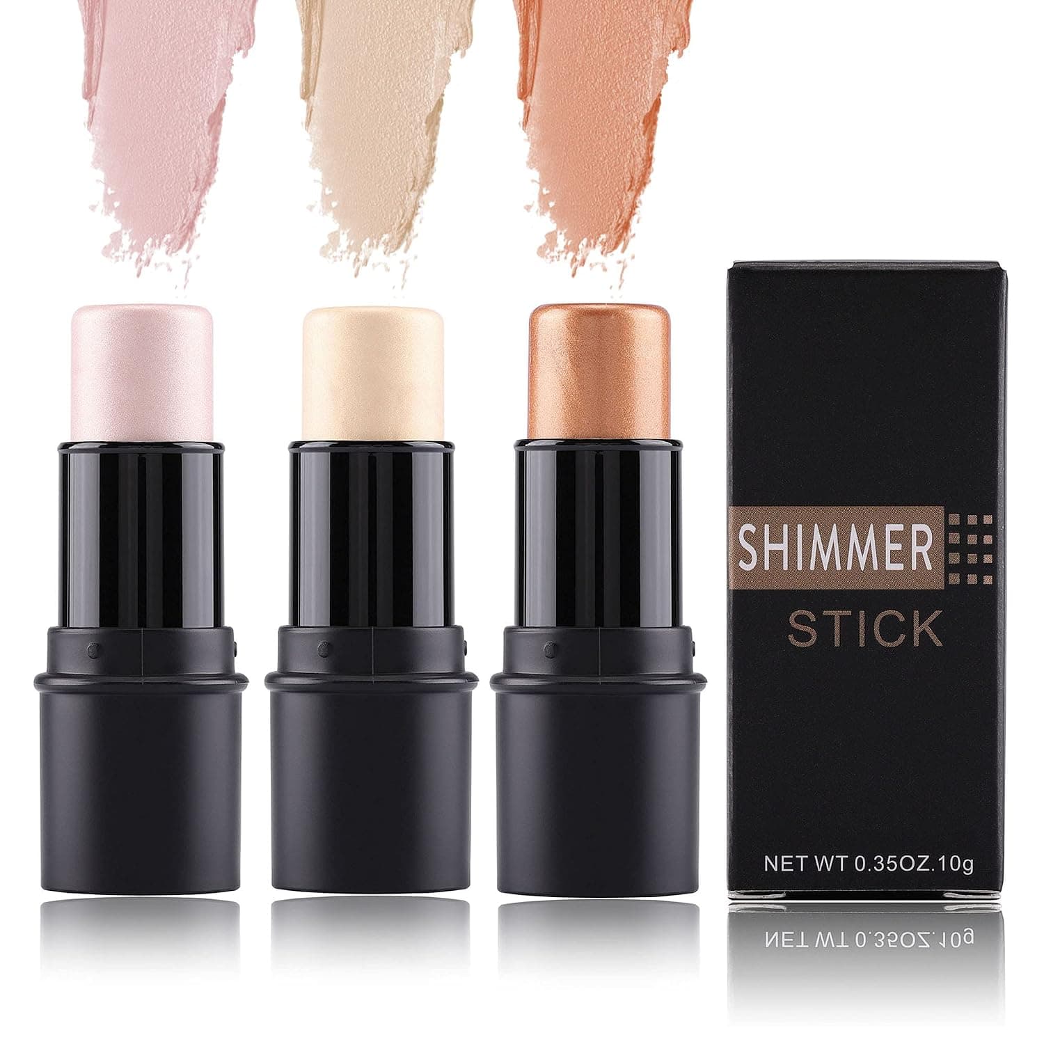 CCbeauty Face Highlighter Makeup Sticks Cream Contour Stick Makeup Highlight Stick Long Lasting Shimmer Contour Cosmetics Set,(3 Colors)