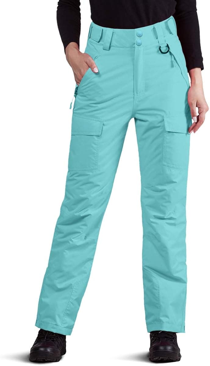 FREE SOLDIER Women's Outdoor Waterproof Windproof Breathable Snow Ski Pants Winter Insulated Snowboarding Skiing Pants (Mint X-Small(0-2)/30L)