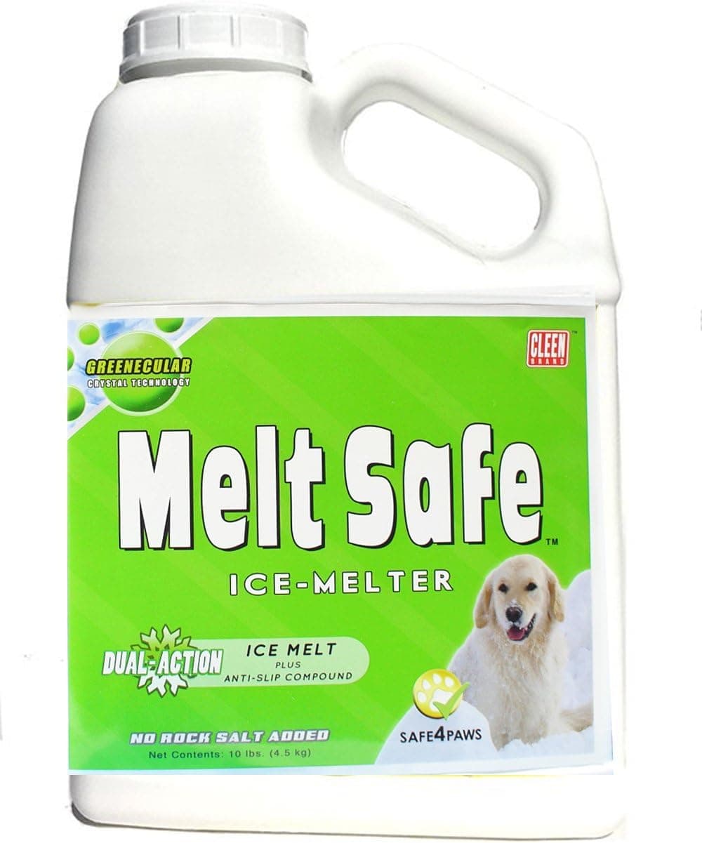 Cleen Products MELT Safe - Ice Melt for Pets - 10-lb Size - Safe for use as a Snow and ice Melter on driveways and Sidewalks - Easy-Shake Container