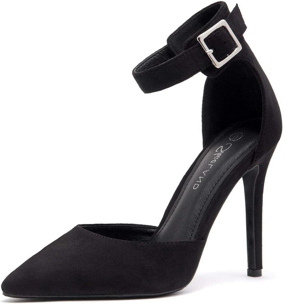 Shoe Land Marneena-2 Women's Suede High Heel with Lightly Pointed Toe Dress Pump Comfortable Work Shoes