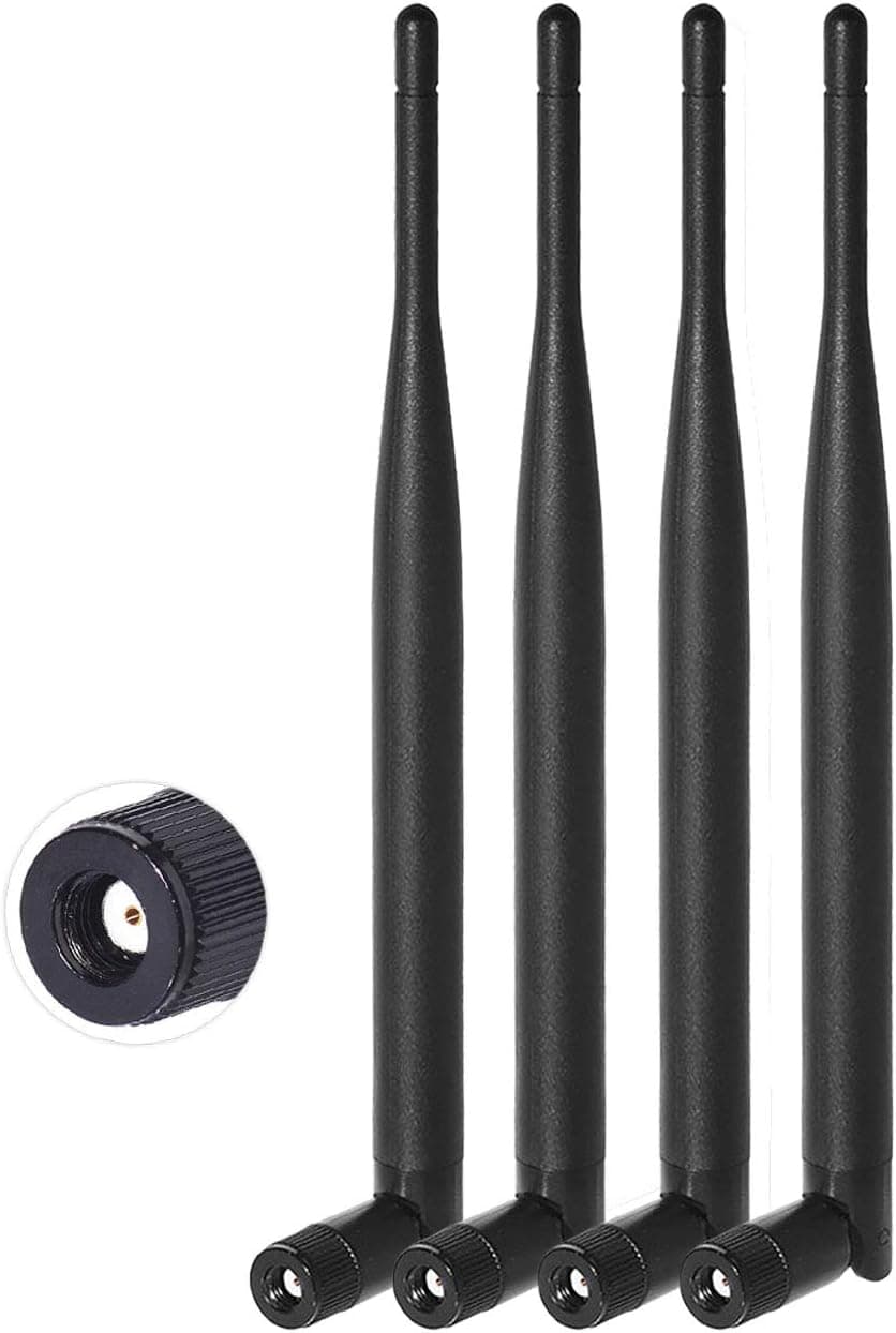 Bingfu Dual Band WiFi 2.4GHz 5GHz 5.8GHz 6dBi MIMO RP-SMA Male Antenna (4-Pack) for WiFi Router Wireless Network Card USB Adapter Security IP Camera Video Surveillance Monitor
