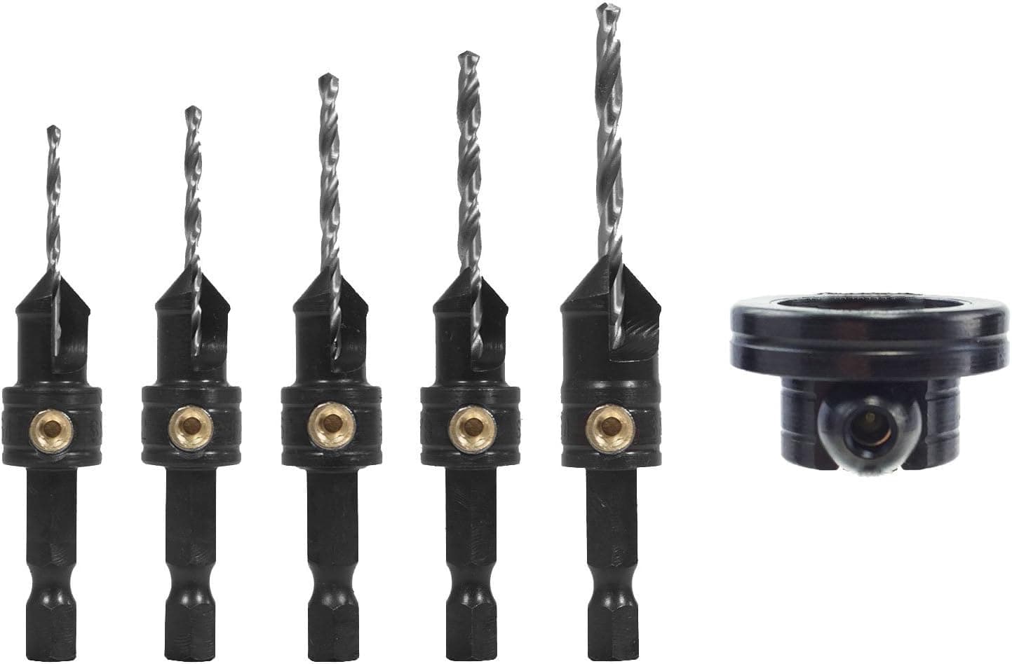 Snappy Tools Quick-Change 5-Pc. Countersink Drill Bit Set with Rotating Depth Stop
