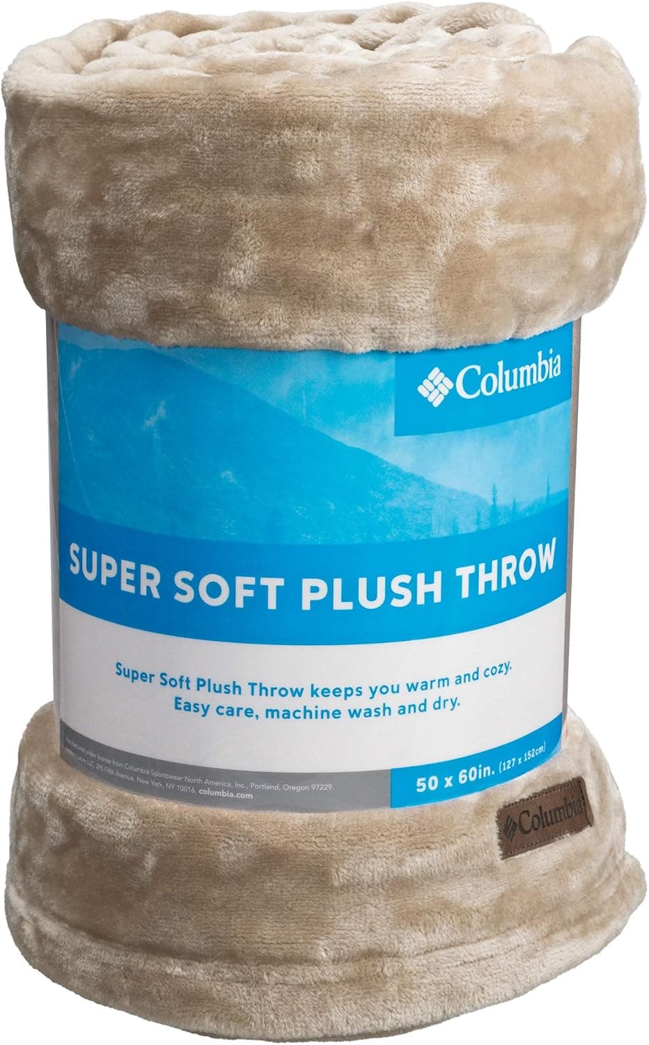 Columbia Super Soft Plush Throw - Warm and Cozy 100% Polyester Fleece Blanket - Measures 50" x 60" - Beach