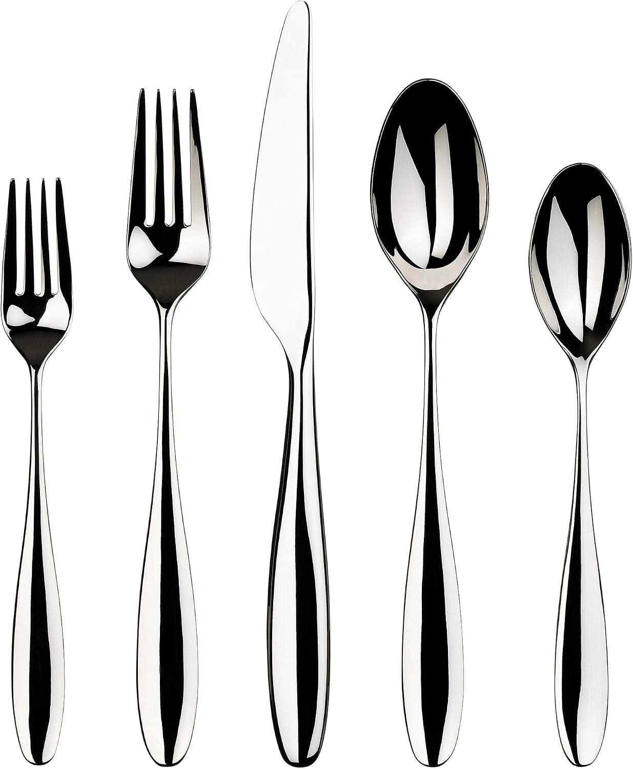 Gourmet Settings 20-Piece Silverware Willow Collection Polished Stainless Steel Flatware Sets-Service for 4-Kitchen Cutlery Utensils Knife/Fork/Spoons, Dishwasher Safe, SILVER