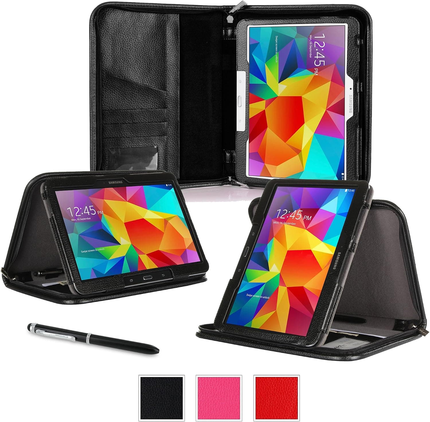 rooCASE Samsung Galaxy Tab 4 10.1 SM-T530 Case - Executive Portfolio Leather 10.1" 10-Inch Cover for Galaxy Tab 4 10.1, Black