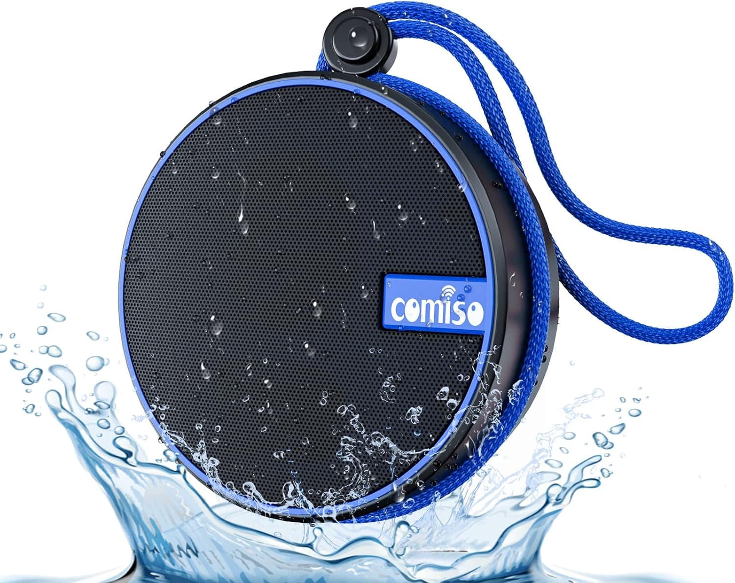 comiso IP67 Waterproof Bluetooth Speaker, Wireless Shower Speakers with HD Sound, Outdoor Portable Speaker Support TF Card (Blue/Black)