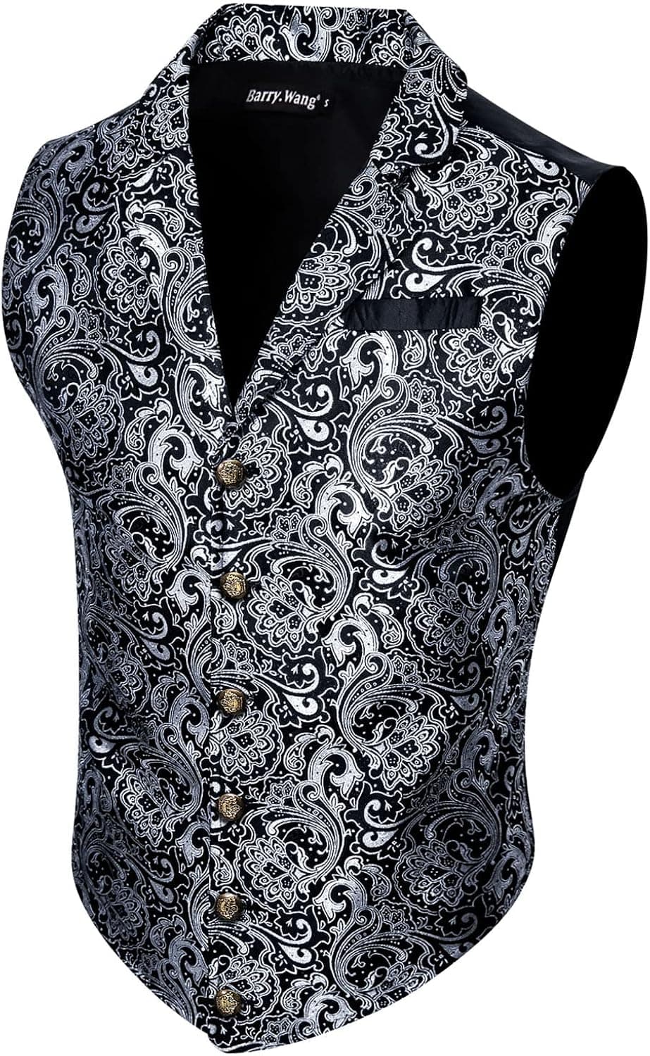 Barry.Wang Mens Silk Victorian Vest Tie Set Tailored Collar Paisley Steampunk Gothic Waistcoat Formal/Leisure