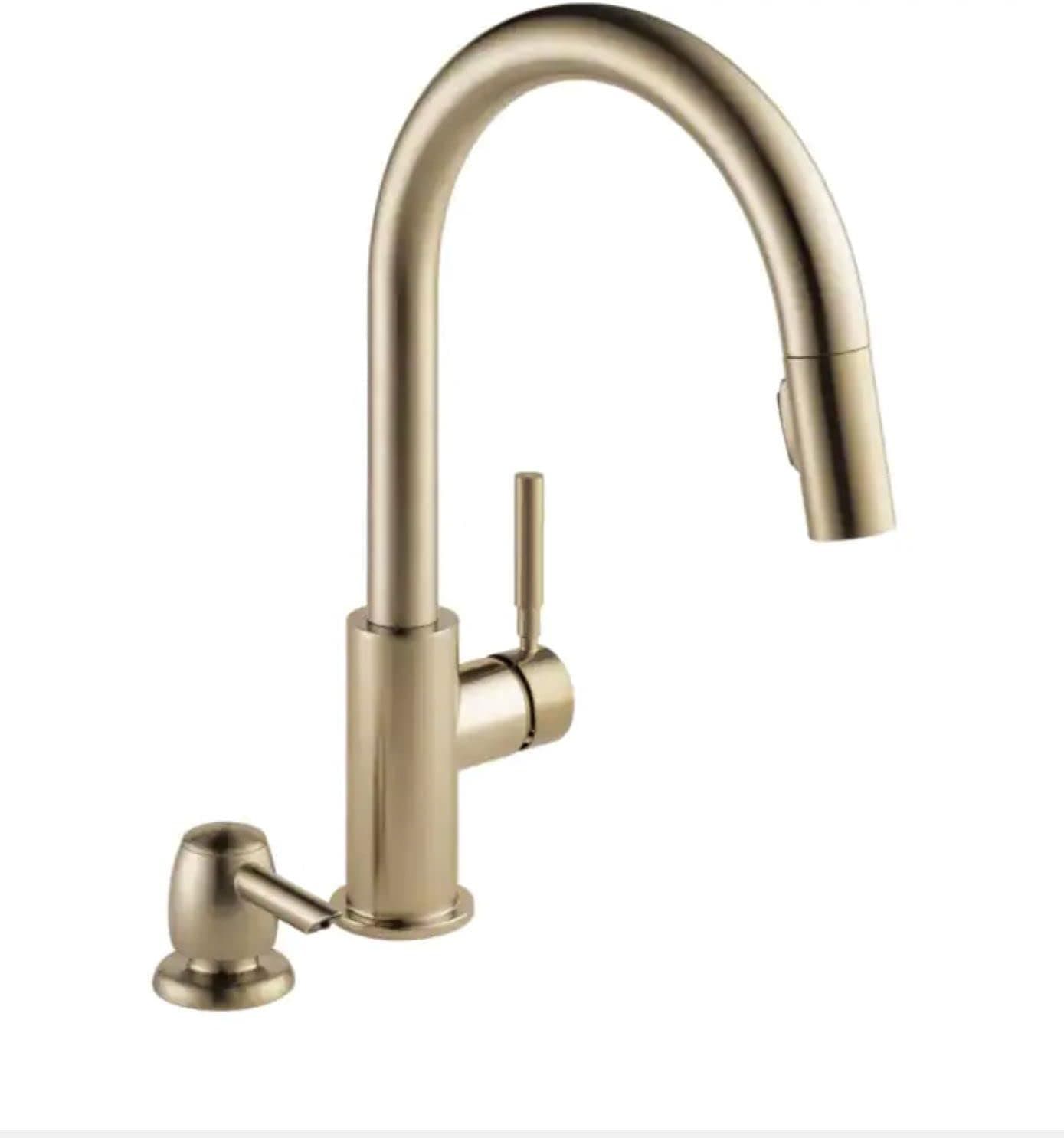 Delta Trask Champagne Bronze 1-Handle Deck-Mount Pull-Down Handle Kitchen Faucet (Deck Plate Included) 19933-CZSD-DST