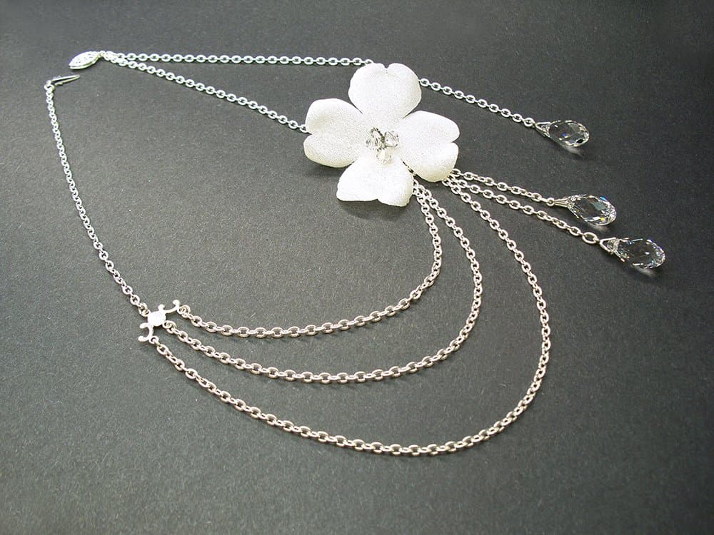 Floreti Aphrodite Flower Bridal Necklace Swarovski Briolette Pendant