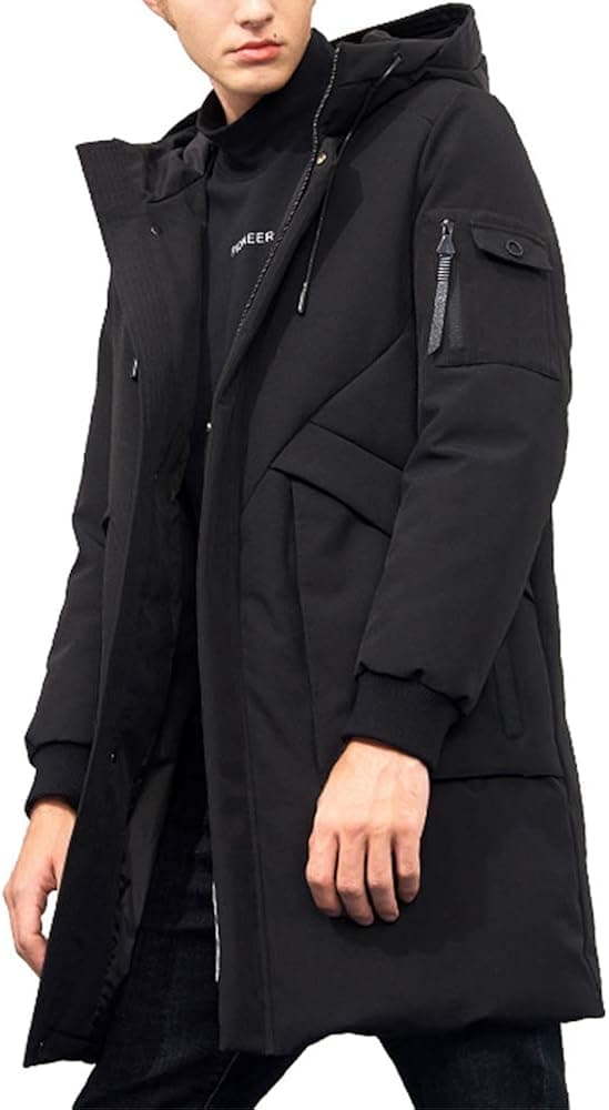 Pioneer Camp Men's Winter Coats Water-Repellent Windproof Thicken Parkas Long Hooded Padded Puffer Jacket