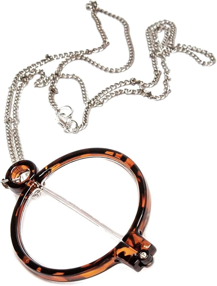 Calabria 2945R Folding Modern Monocle Necklace | Monocle for Eye | Magnifying Pendant | Reading Aid | Silver Chain: 31”