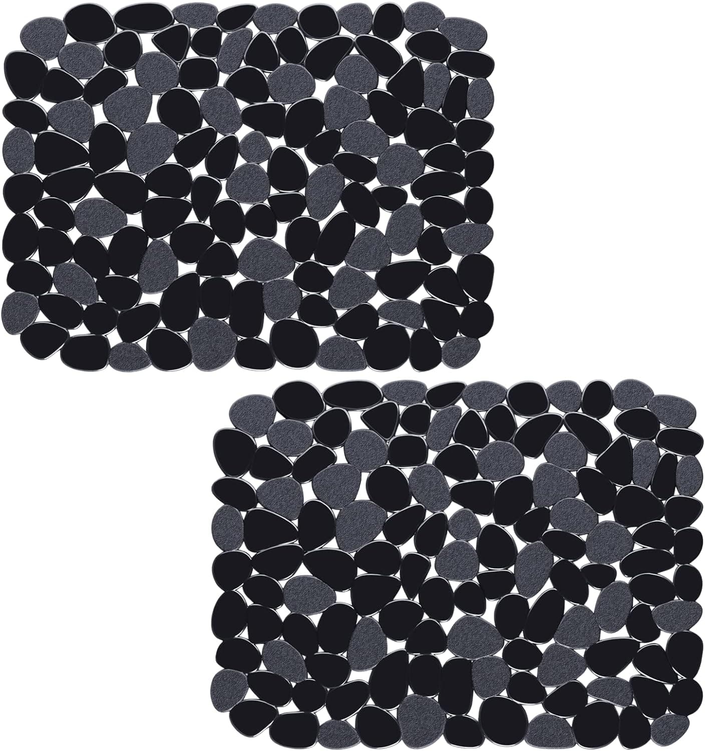 Bligli Pebble Sink Mat for Stainless Steel/Ceramic Sinks, PVC Eco-Friendly Sink Protectors for Bottom of Kitchen Sink, Dishes and Glassware, Fast Draining, 15.7 x 11.8 inch (2 Pack, Black)