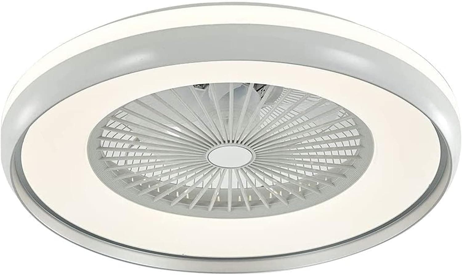 TFCFL Modern Dimmable Ceiling Fan with LED Light, 20" Semi Flush Mount Chandelier Fan Remote Control 3 Colors 3 Speeds with Hidden Blades Low Profile Fan for Bedroom Kids Room (White & Gray)