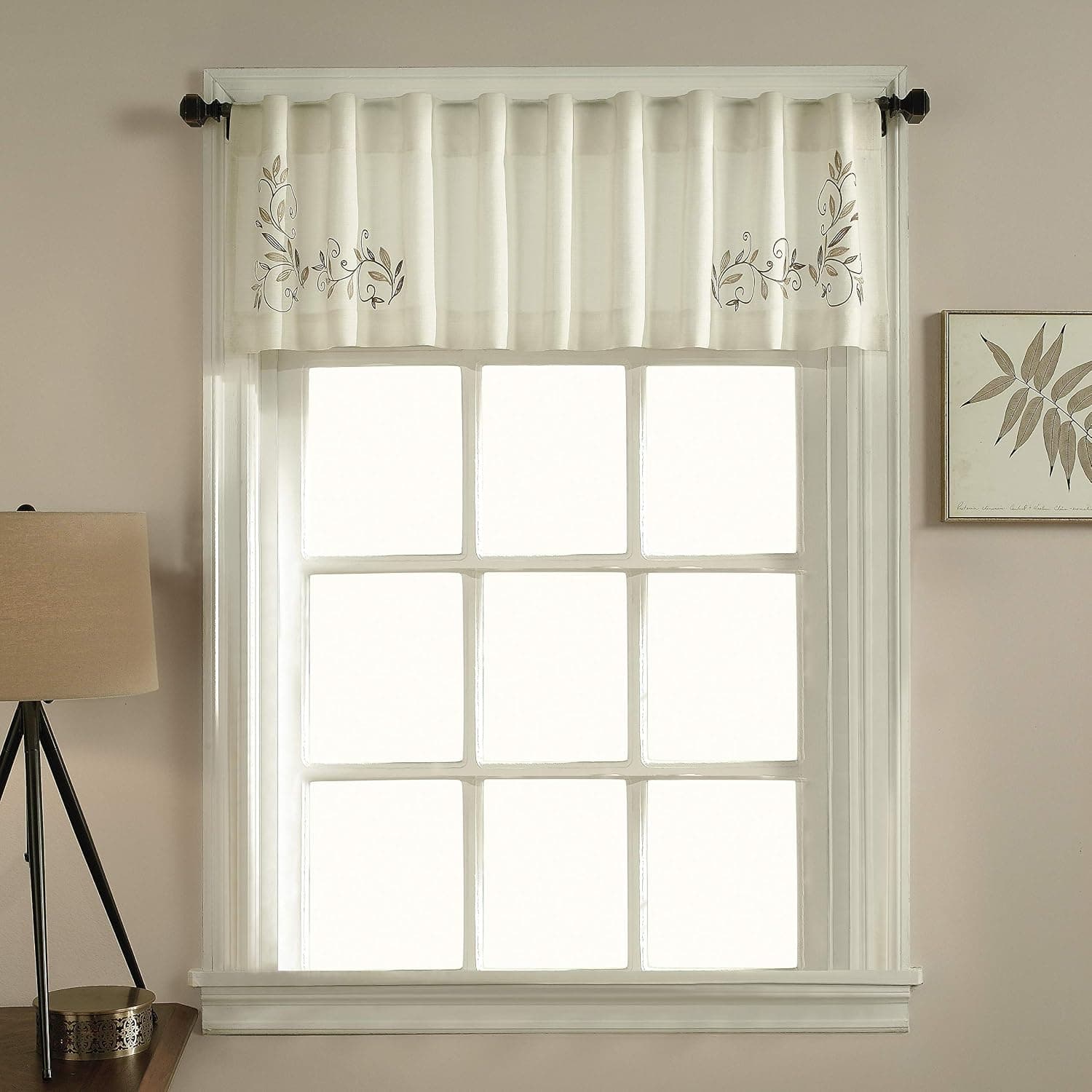 Curtainworks Scroll Leaf Tailored Valance, 58W x 14L, Ivory