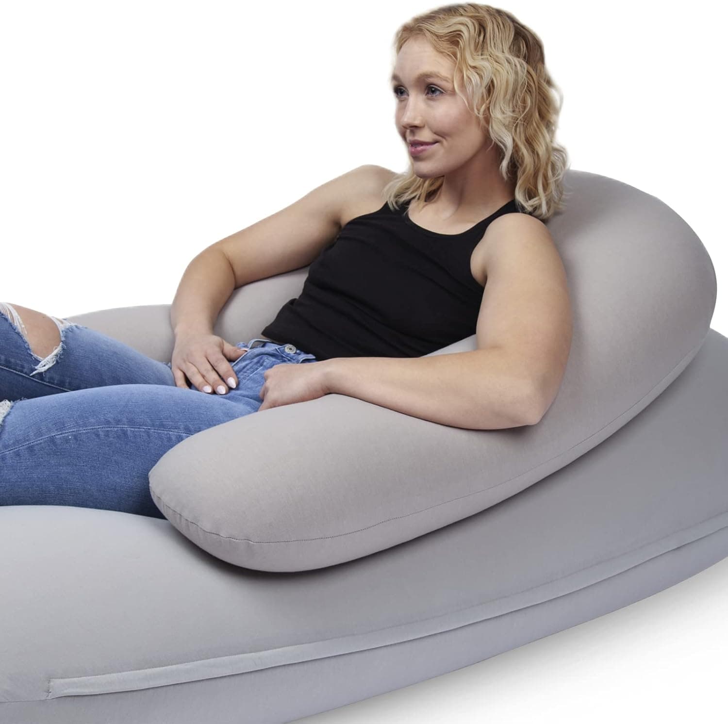 Moon Pod Crescent Backrest for Bean Bag Chair, Gray - The Zero-Gravity Beanbag for Stress, Anxiety, & All Day Deep Relaxation - Ultra Soft & Ergonomic Support for Back & Neck - for The Whole Family