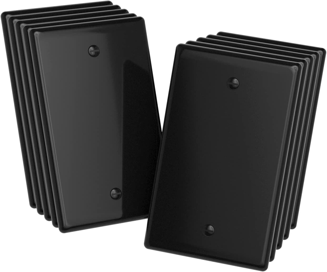 OuuKoo Blank Wall Plate Cover - Standard Size 1-Gang Blank Device Wall Plates - Unbreakable Blank wall Cover for Unused Outlets/Switches, Polycarbonate Thermoplastic, 10Packs (Black)