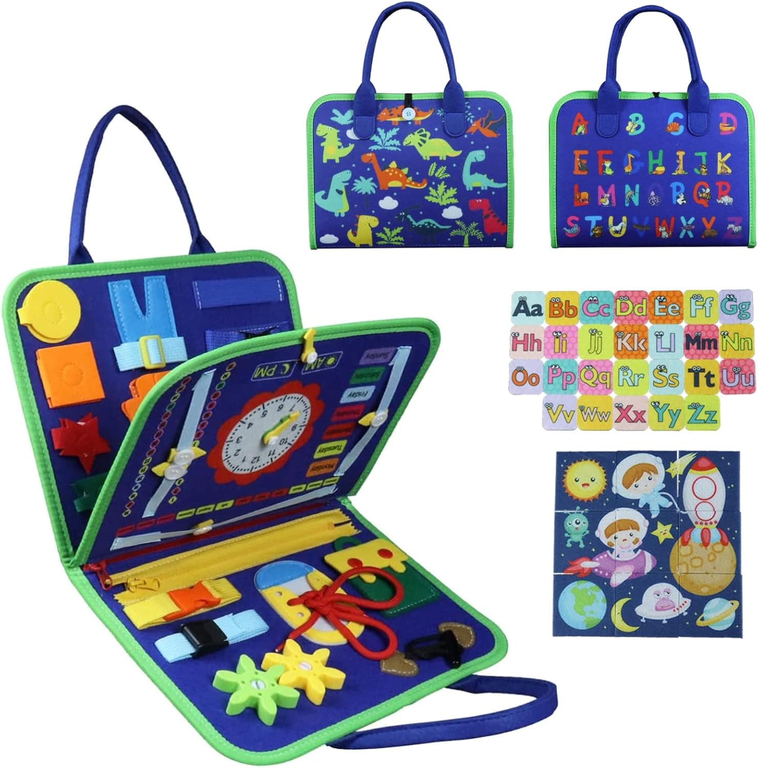 Medxin Busy Board Montessori Toys, Sensory Board Toys for 1 2 3 4 Year Olds Activities, Travel Toys for Improving Basic Dressing Skills for Toddlers, Preschool Toys for Boys and Girls Gifts