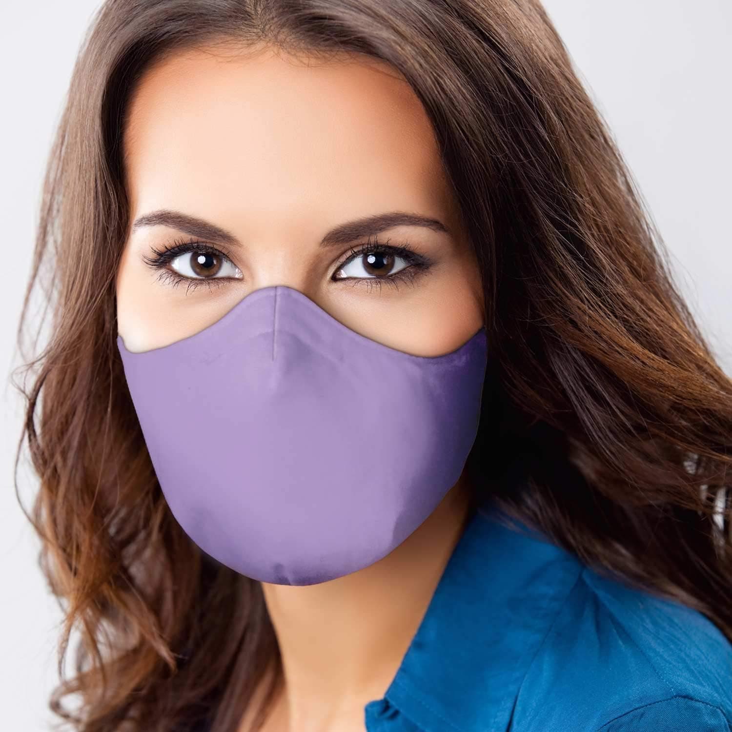 USA Made Cloth Face Mask, Three Layer Face Mask With Filter Pocket, Non-Woven Filter Layer, Nose Wire And Adjustable Straps (Lavender)
