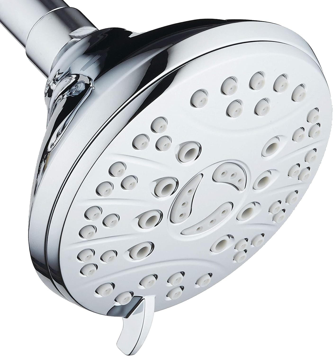 AquaSpa High Pressure 6-setting Luxury Rain Shower Head – Extra Large Face – Anti Clog Jets – Solid Brass Connection Ball Joint – Angle Adjustable – All Chrome Finish – Latest Design – Top US Brand