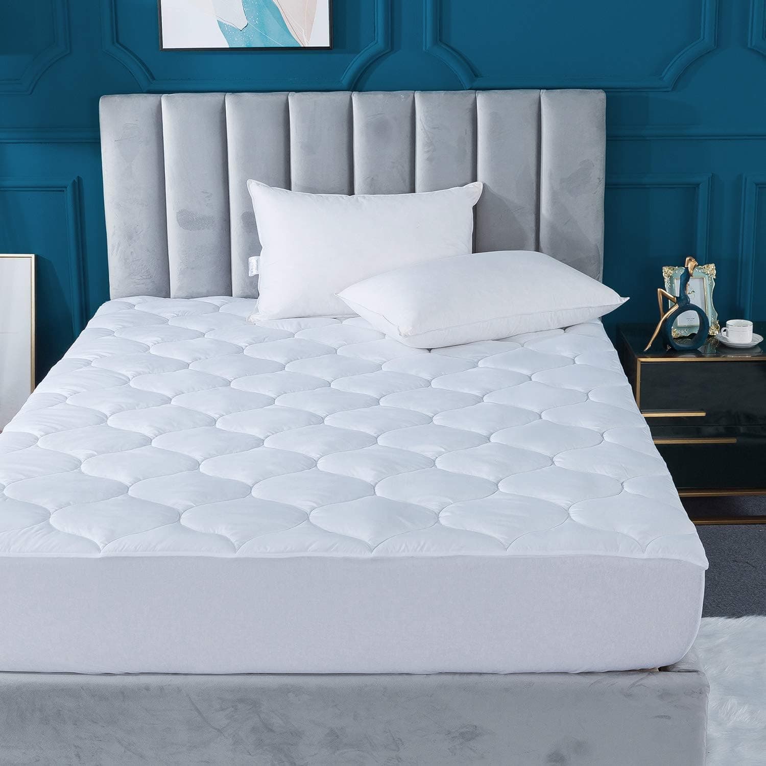Decroom Cooling Cal-King Size Mattress Pad, Breathable Down Alternative Quilted Fitted Mattress Protector Cover with 18" Deep Pocket, 78x80Inches