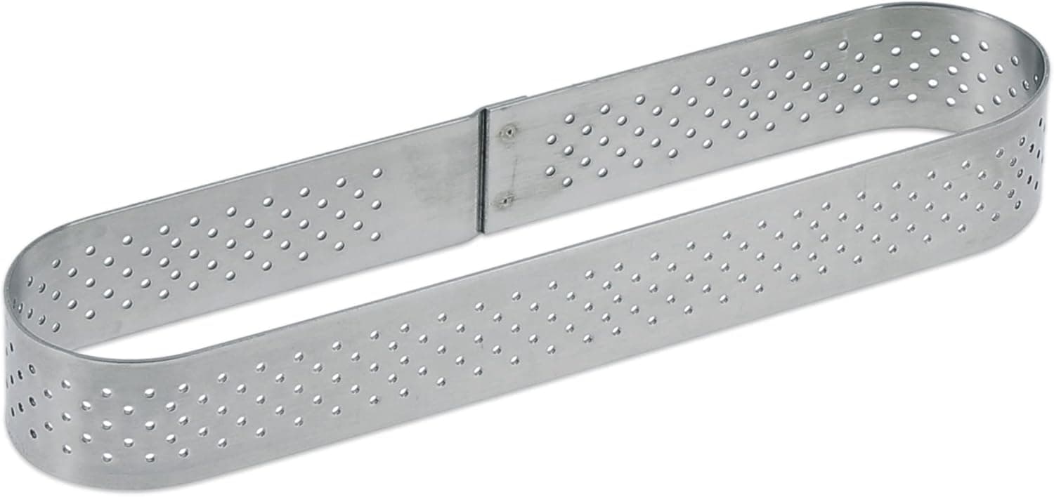 De Buyer Perforated Oblong Tart Ring - 5.7” x 1.4” - Perfect for Baking Beautifully Crisp Tarts - Easy to Use & Clean - Made in France