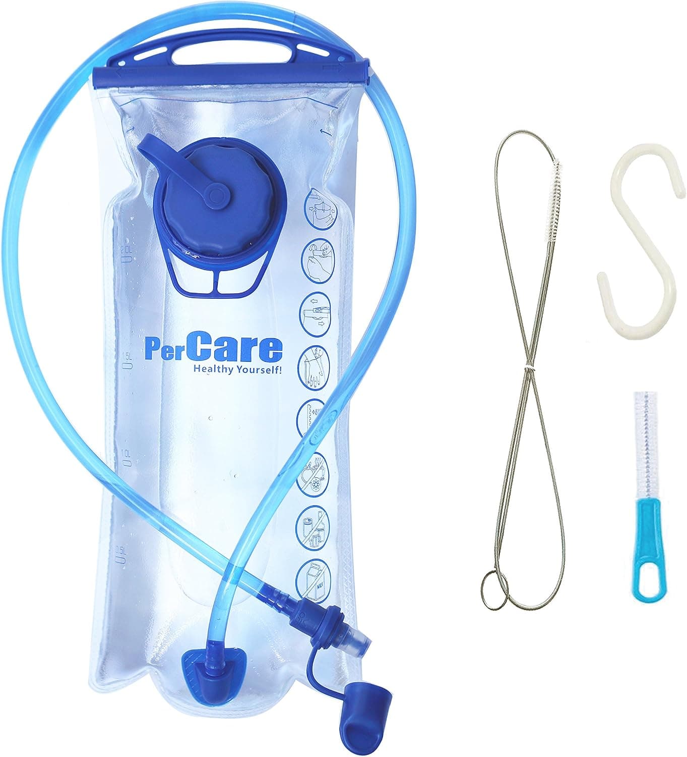 PerCare PEVA Transparent Hydration Bladder 2 Liter Water Reservoir 3L Leak Proof Water Bladder, Replacement Reservoir Fits Most Hydration Packs