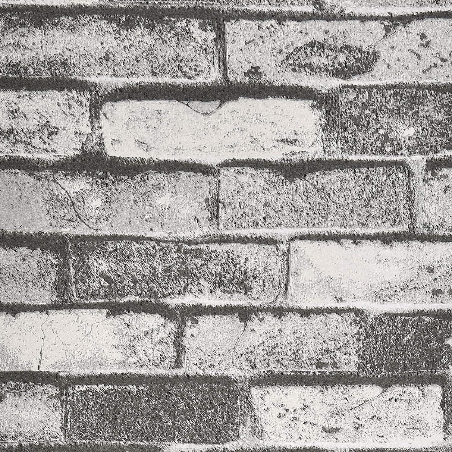 Brick Peel and Stick Wallpaper Decorative Self Adhesive Removable Waterproof Contact Paper for Wall Furniture Backsplash Room Kitchen Renovated, Grey White 15.8”x 78.8”