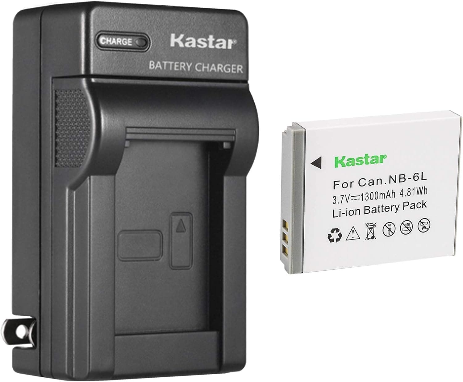 Kastar NB-6L Battery (1-Pack) + Charger for Canon PowerShot D10, D20, S90, S95, S120, SD770, SD980, SD1200, SD1300, SD3500, SD4000, SX170, SX240, SX260, SX270, SX280, SX500, SX510, SX600, SX703