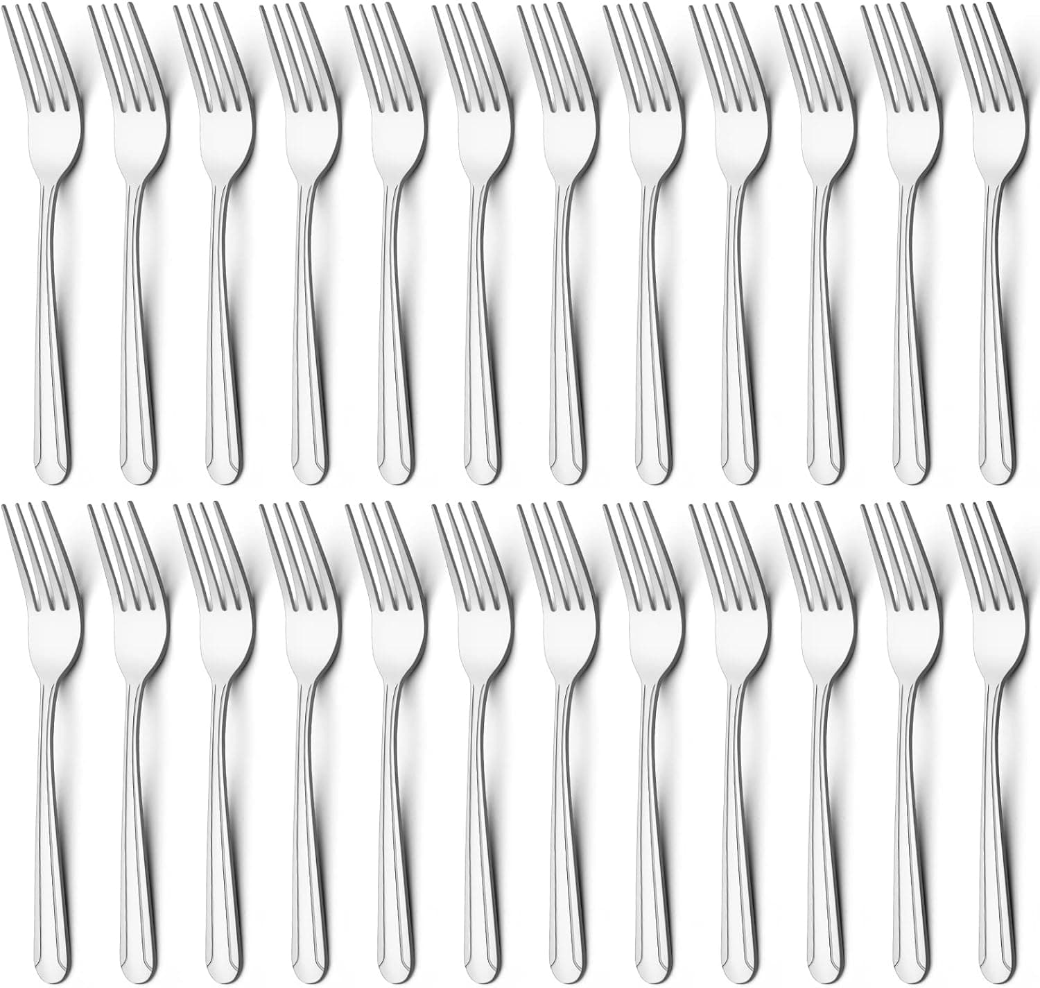 BEWOS 24 Pieces Dinner Forks Set, 8.2-Inch Stainless Steel Forks Silverware, Flatware Forks, Salad Forks, Table Forks, Mirror Polished, Dishwasher Safe, Forks Use for Home, Kitchen or Restaurant