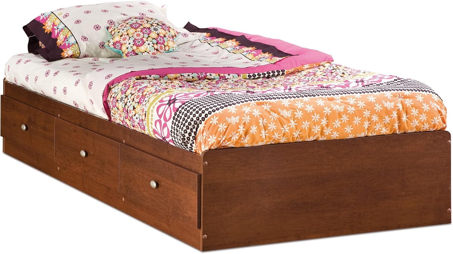 South Shore Furniture Jumper Collection 39-Inch Twin-Size Mates Bed, Classic Cherry