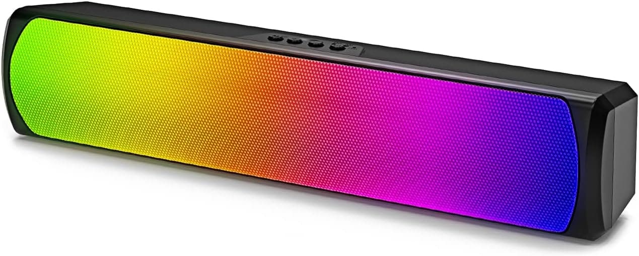 Computer Speakers, Bluetooth Computer Speakers for Desktop Monitors, RGB Gaming Speakers, PC speakers with 3.5mm AUX, USB Powered Computer Soundbar for Computers, Laptops, Tablets and Smartphones