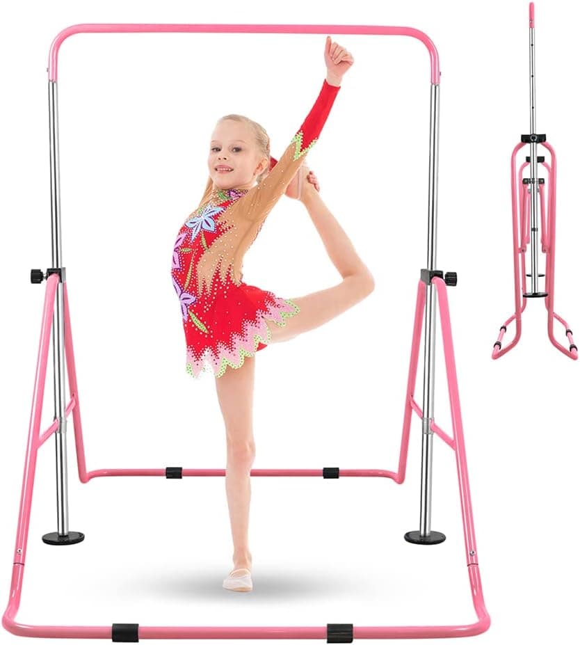 Bighaki808 Gymnastics Bar, Folding Horizontal Bars with Adjustable Height Expandable Gymnastics Equipment Junior Kip Monkey Bar for Girls & Boys Home Training Bars