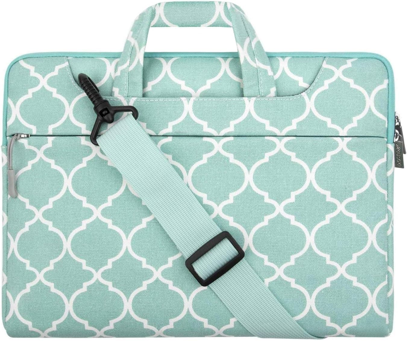 MOSISO Laptop Shoulder Bag Compatible with MacBook Pro 16 inch 2021 M1 Pro/Max A2485/2019-2020 A2141/Pro 15 A1398, 15-15.6 inch Notebook, Canvas Carrying Briefcase Sleeve Case Quatrefoil MO-QAF004