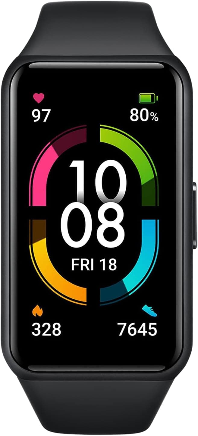 HONOR Band 6 Smart Watch Fitness Tracker Watches for Men Women,1.47" Fitness Watch with Blood Oxygen Monitor & Heart Rate Monitor IP68 Waterproof, Smartwatch Compatible iPhone Android Phones,Black