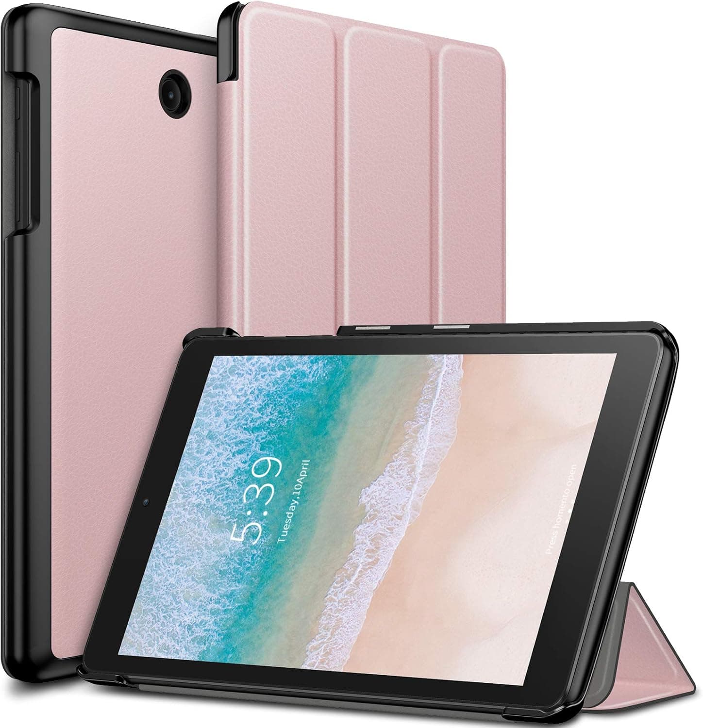 Infiland T-Mobile Alcatel Joy Tab 8/ Alcatel 3T 8 Tablet Case, Tri-Fold Cover Compatible with T-Mobile Alcatel Joy Tab 8-inch 2019 Release/Alcatel 3T 8-inch 2018 Released Tablet, Rose-Gold