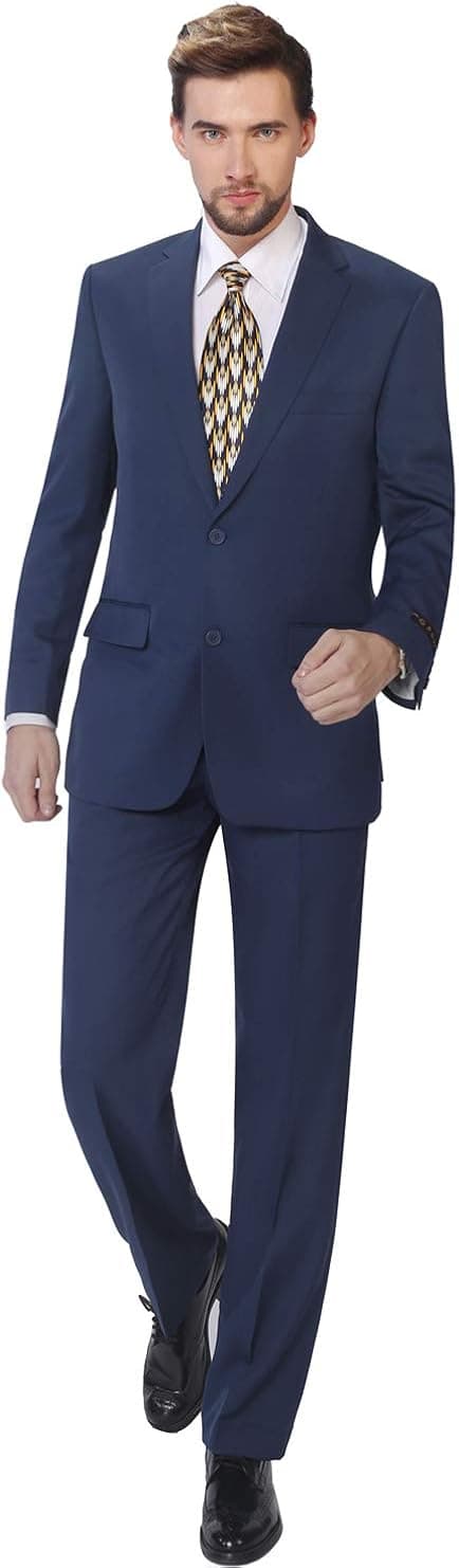 P&L Men's 2-Piece Classic Fit Single Breasted 2 Buttons Blazer & Trousers Suit