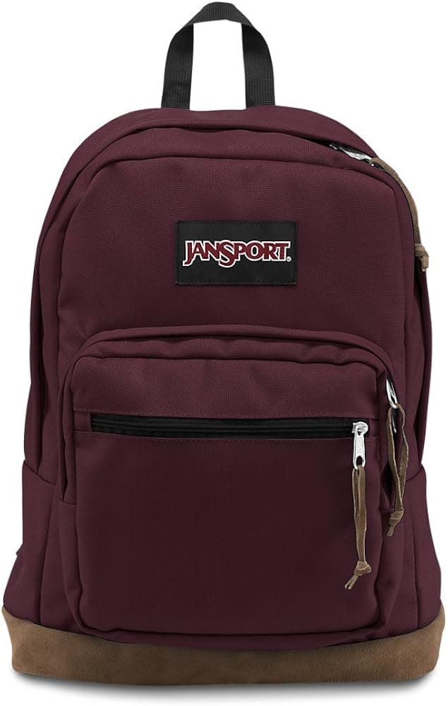 JanSport Right Pack Backpack - School, Travel, Work, or Laptop Bookbag with Leather Bottom, Dried Fig