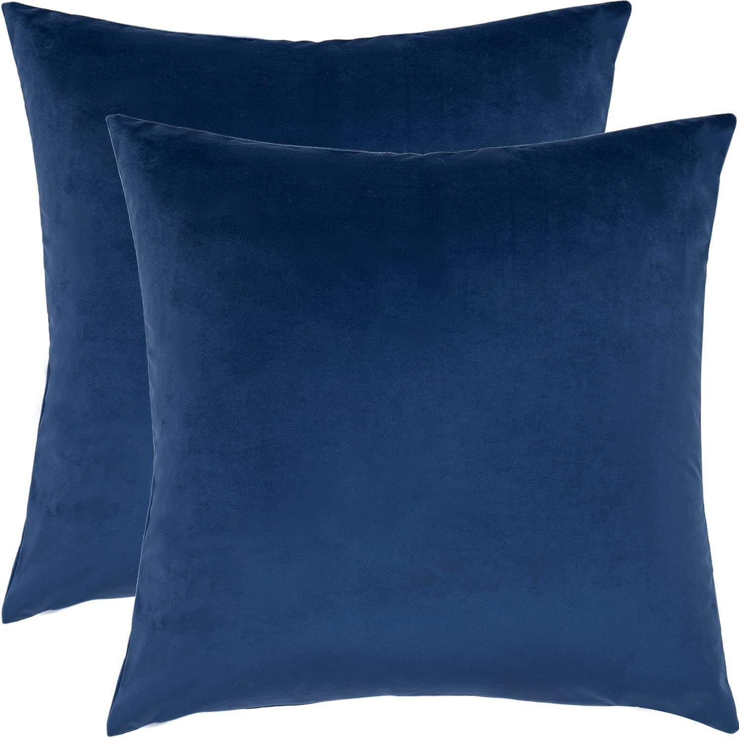 RECYCO Navy Pillow Covers 18x18 Set of 2 Decorative Velvet Throw Pillow Covers Solid Soft Square Cushion Case Cover for Sofa Couch Bed Home Decoration