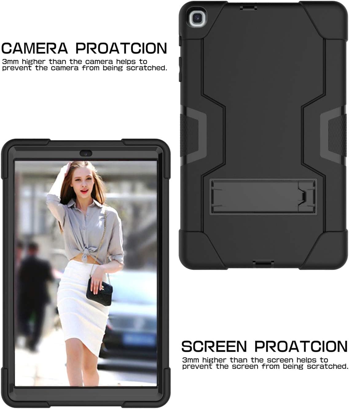 Galaxy Tab A 10.1 2019 T510 T515 Case,UZER Heavy Duty Three Layer Shockproof Anti-slip Silicone High Impact Resistant Case with Kickstand for 10.1 Inch Samsung Galaxy Tab A Tablet SM-T510 SM-T515 2019