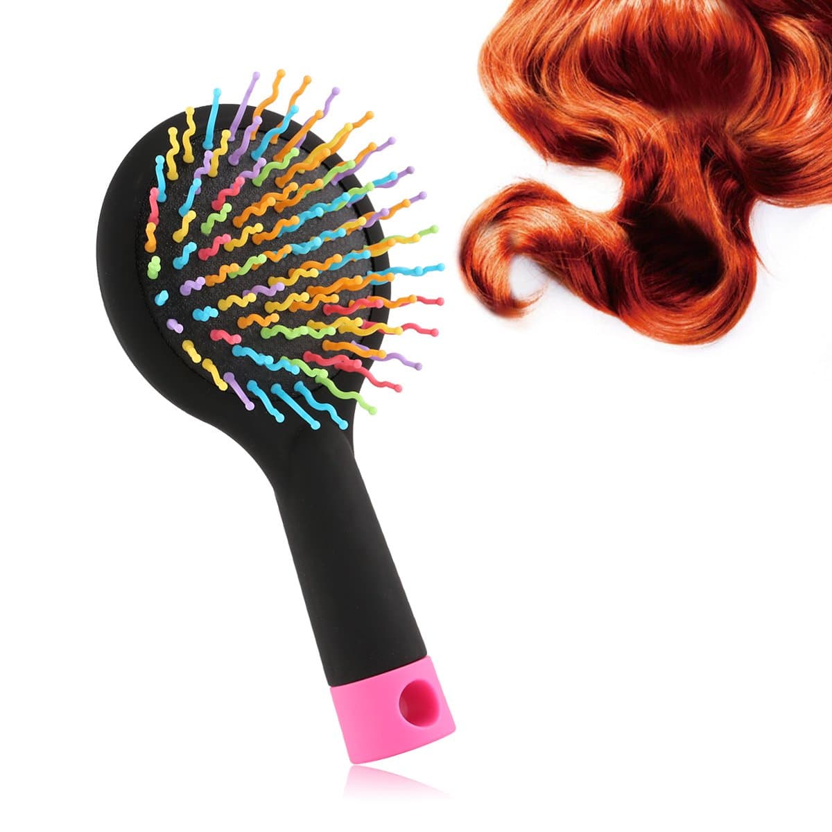 ACELIST Detangling Brush with Mirror- No Tangle & Pain- Anti Static Soft Bristle, Hair Comb or Brush- For All Hair Types