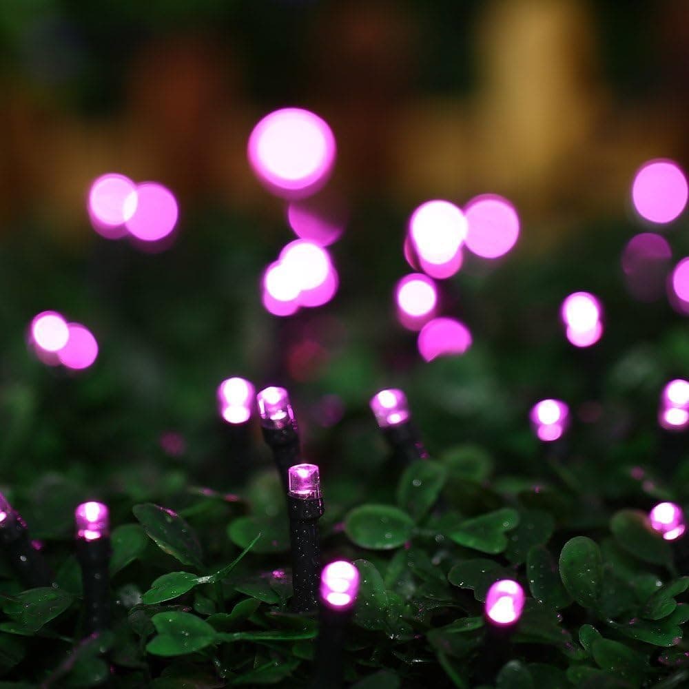 LED String Lights UL Plug-in 33 feet 100 LED Fairy Twinkle Light, 8 Flash Modes with Memory Function, Tail Plug for Connection, Waterproof Decorative Lights for Bedroom, Patio, Parties (Pink)