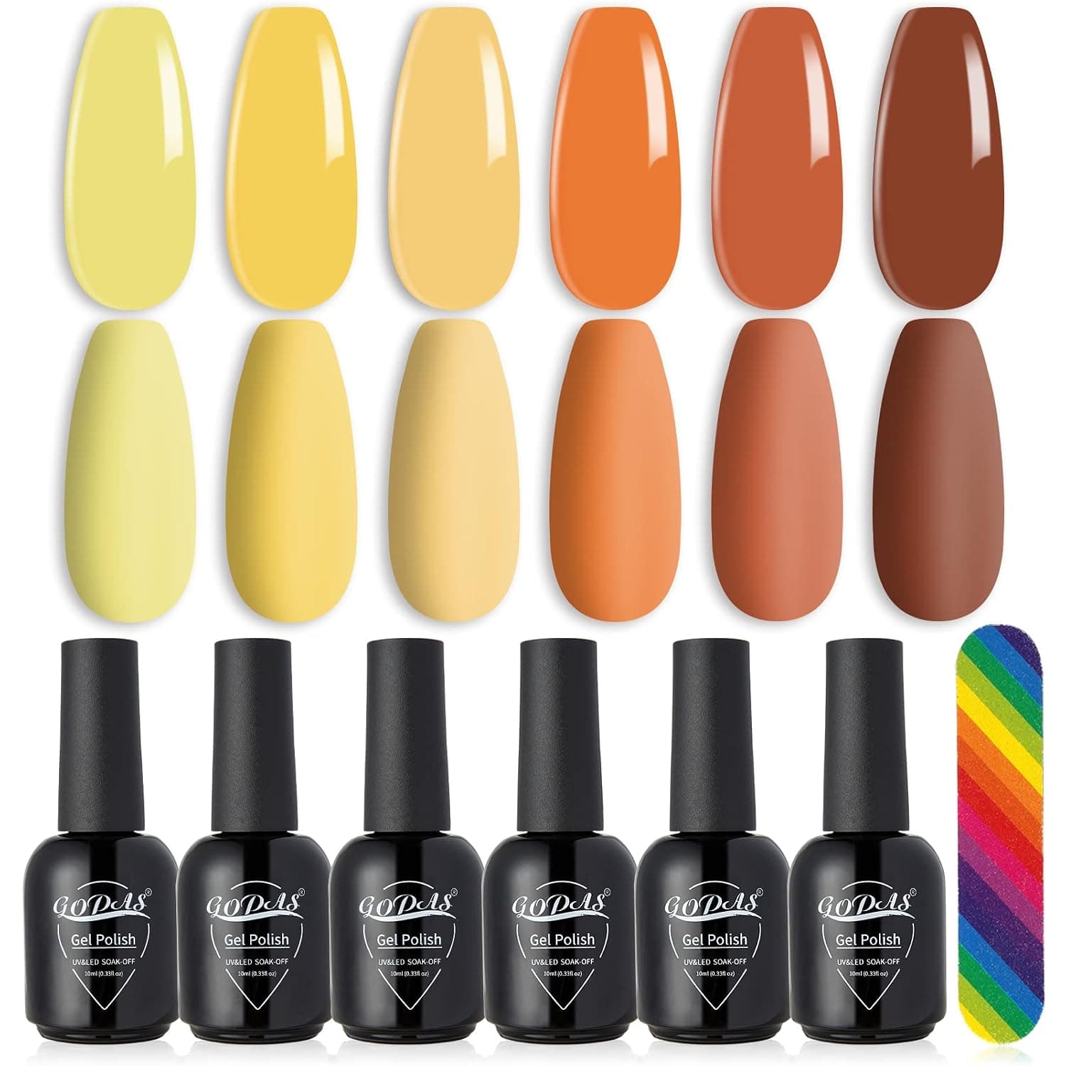 LZHNB Orange Yellow Gel Nail Polish Set,6 Pcs 10ml Spring Pumkin Yellow Halloween Gel Nail Polish Set Nail Art Design,Soak Off LED Lamp Cure Gel Nail Polish Manicure Salon Home DIY Use